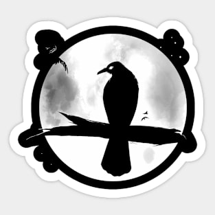 Full Moon Crow Sticker